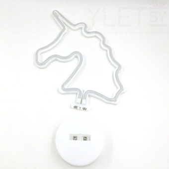 Светильник неоновый Голова единорога окантовка