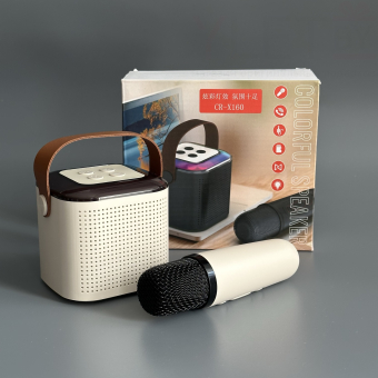 Портативная колонка CR-X160 (караоке) KMS-192 Кремовая