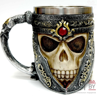Кружка металлическая Череп с рубином