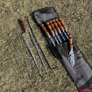 Набор шампуров в чехле "Пикник" серый, 11 предметов