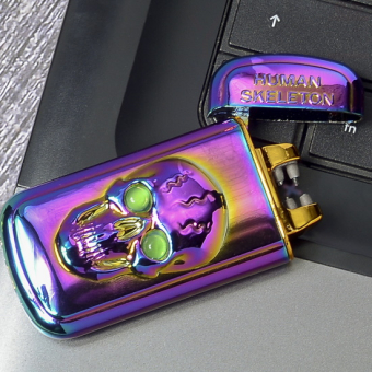 Импульсная зажигалка двойная по взмаху Череп