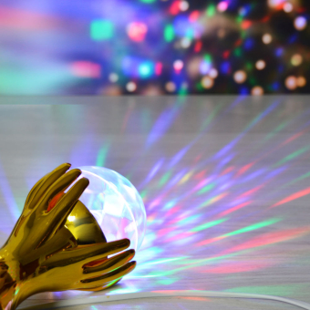 Светильник проектор ночник вращающийся диско-шар "Рука"