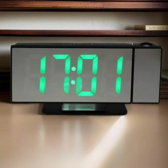 Часы-будильник зеркальные  VST-896 (зеленые цифры) с проектором