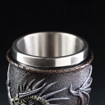 Бокал на ножке металлический Дракон
