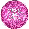 Шар (18"/46 см) Круг, Спасибо за дочку! Розовый