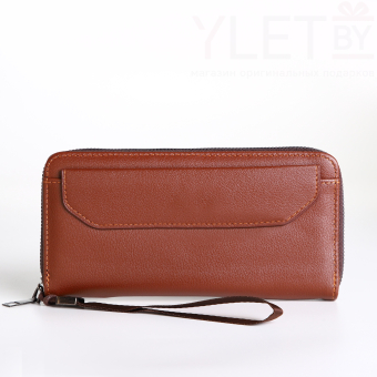 Портмоне-клатч мужской "Лайт" на молнии, цвет рыжий