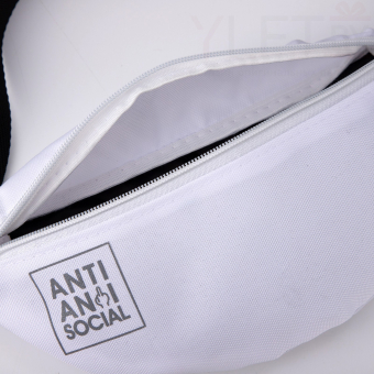 Сумка поясная "Anti social" на молнии, 32* 8*15 см, белый