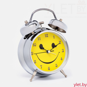 Будильник «Смайл» металлический серебристый, циферблат d=11.5 см, с подсветкой