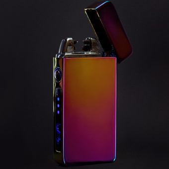 Импульсная зажигалка двойная дисплей сбоку Хамелеон глянцевая