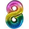 Шар (34''/86 см) Цифра, 8, Радужный, Градиент