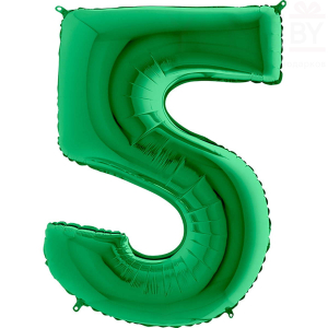 Шар (40″/102 см) Цифра, 5, Зеленый