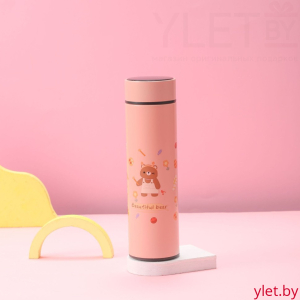 Термос с датчиком температуры «Happy friends, bear», red (500 ml)