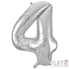 Шар (34''/86 см) Цифра, 4, Серебро