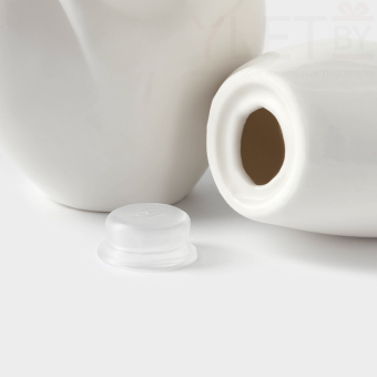 Набор фарфоровый для специй на бамбуковой подставке «Тепло сердец», 2 предмета: солонка 75 мл, перечница 75 мл, цвет белый