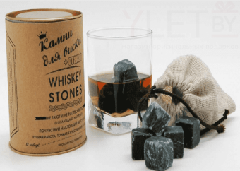 Камни для виски, 12 штук + стакан