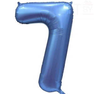 Шар (34''/86 см) Цифра, 7, Синий сатин