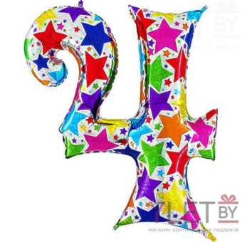 Шар (40″/102 см) Цифра, 4 Звезды, дизайнерская