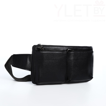 Сумка поясная "Шик" на молнии, 26*1*14 см, 2 наружных кармана, черный