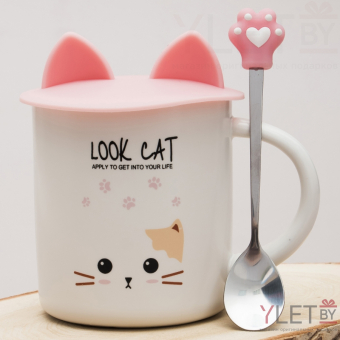 Кружка Котик Силиконовые ушки №1