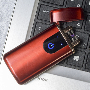 Импульсная зажигалка Lighter двойная сенсорная диагональные контакты
