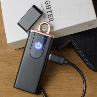 USB Зажигалка Lighter сенсорная полуокруглый экран Черная